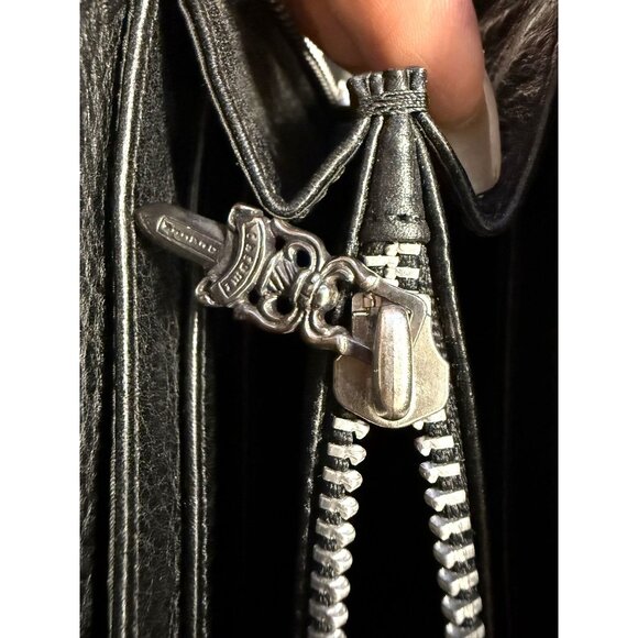 Chrome Hearts Red Metallic Leather Zipper Wallet With Cross Detail & Silver Goth - Picture 7 of 12